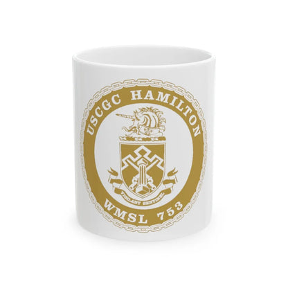 USCGC Hamilton WMSL 753 GOLD (U.S. Coast Guard) White Coffee Mug-11oz-Go Mug Yourself