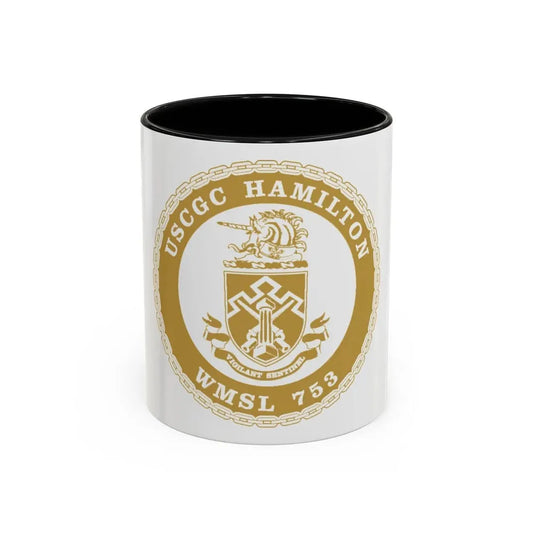 USCGC Hamilton WMSL 753 GOLD (U.S. Coast Guard) Accent Coffee Mug 11oz Black - Go Mug Yourself