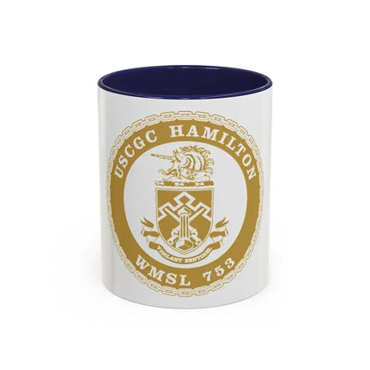 USCGC Hamilton WMSL 753 GOLD (U.S. Coast Guard) Accent Coffee Mug 11oz Navy - Go Mug Yourself