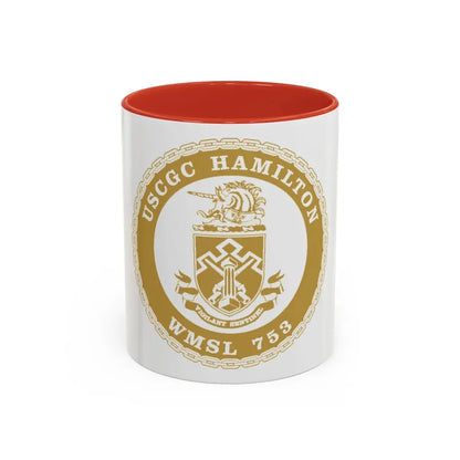 USCGC Hamilton WMSL 753 GOLD (U.S. Coast Guard) Accent Coffee Mug 11oz Red - Go Mug Yourself