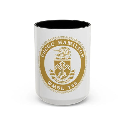 USCGC Hamilton WMSL 753 GOLD (U.S. Coast Guard) Accent Coffee Mug 15oz Black - Go Mug Yourself