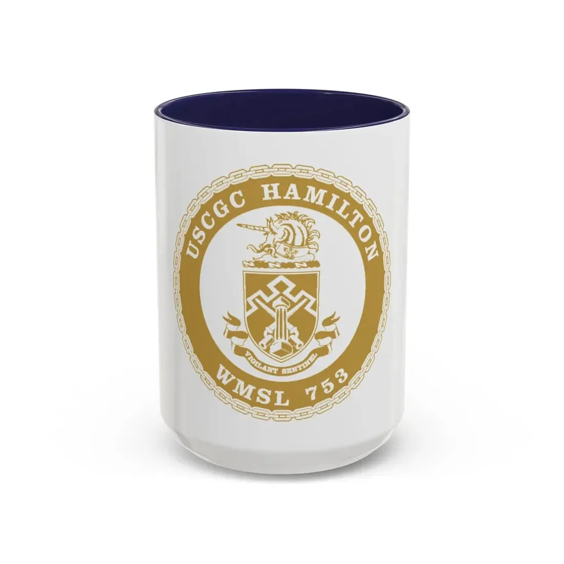 USCGC Hamilton WMSL 753 GOLD (U.S. Coast Guard) Accent Coffee Mug 15oz Navy - Go Mug Yourself