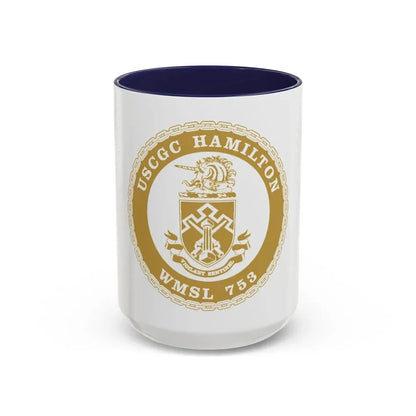 USCGC Hamilton WMSL 753 GOLD (U.S. Coast Guard) Accent Coffee Mug 15oz Navy - Go Mug Yourself
