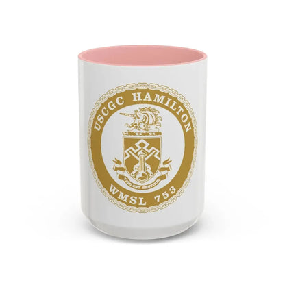 USCGC Hamilton WMSL 753 GOLD (U.S. Coast Guard) Accent Coffee Mug 15oz Pink - Go Mug Yourself