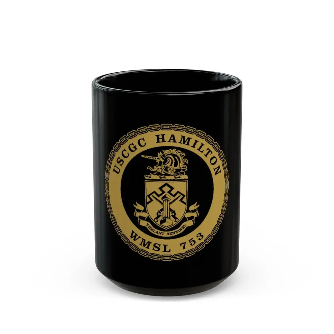 USCGC Hamilton WMSL 753 GOLD (U.S. Coast Guard) Black Coffee Mug - Go Mug Yourself