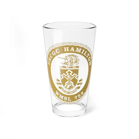 USCGC Hamilton WMSL 753 GOLD (U.S. Coast Guard) Pint Glass 16oz 16oz - Go Mug Yourself