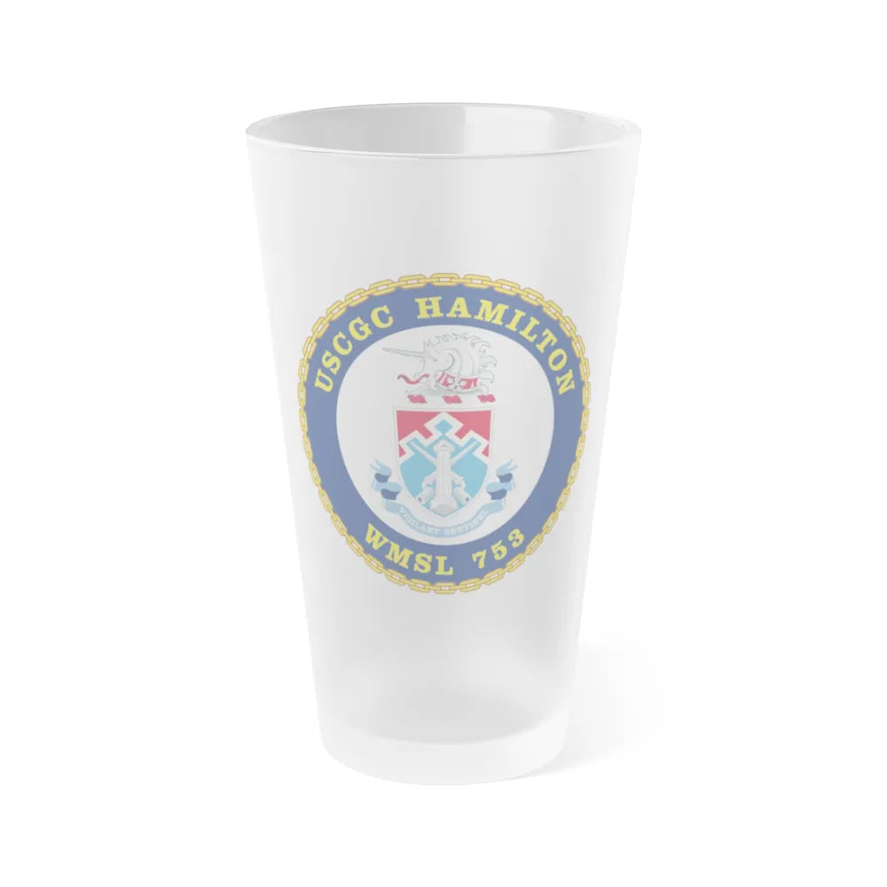 USCGC Hamilton WMSL 753 (U.S. Coast Guard) Frosted Pint Glass 16oz-Go Mug Yourself