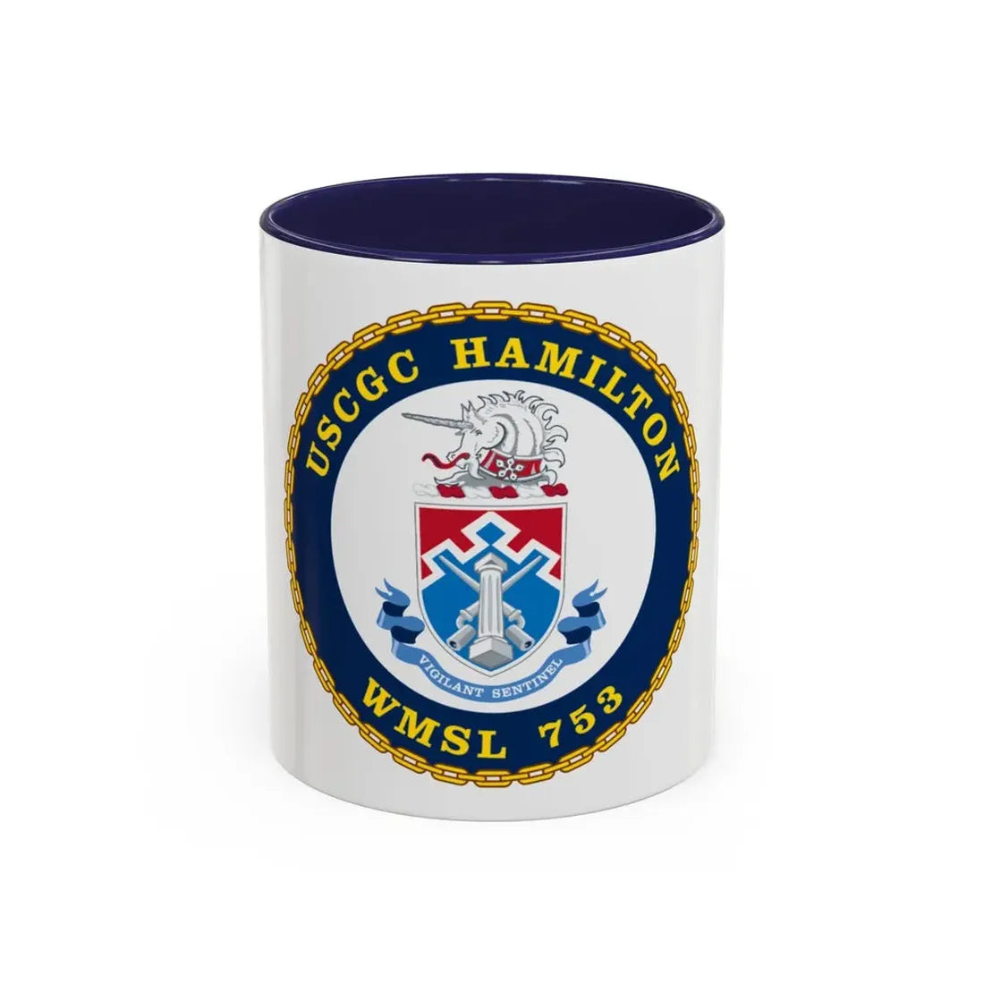 USCGC Hamilton WMSL 753 (U.S. Coast Guard) Accent Coffee Mug 11oz Navy - Go Mug Yourself
