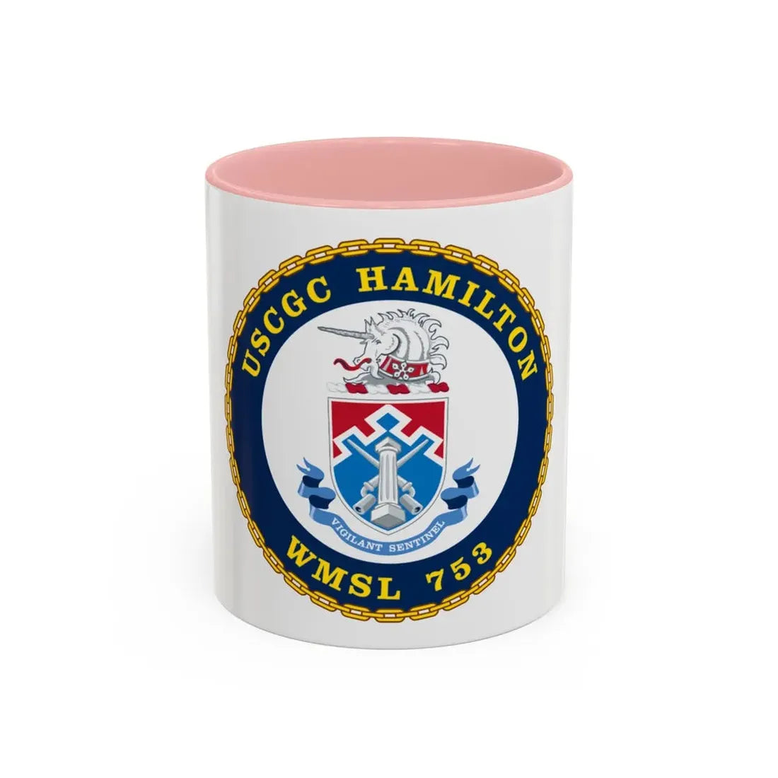 USCGC Hamilton WMSL 753 (U.S. Coast Guard) Accent Coffee Mug 11oz Pink - Go Mug Yourself