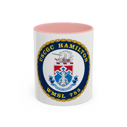 USCGC Hamilton WMSL 753 (U.S. Coast Guard) Accent Coffee Mug 11oz Pink - Go Mug Yourself