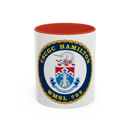 USCGC Hamilton WMSL 753 (U.S. Coast Guard) Accent Coffee Mug 11oz Red - Go Mug Yourself
