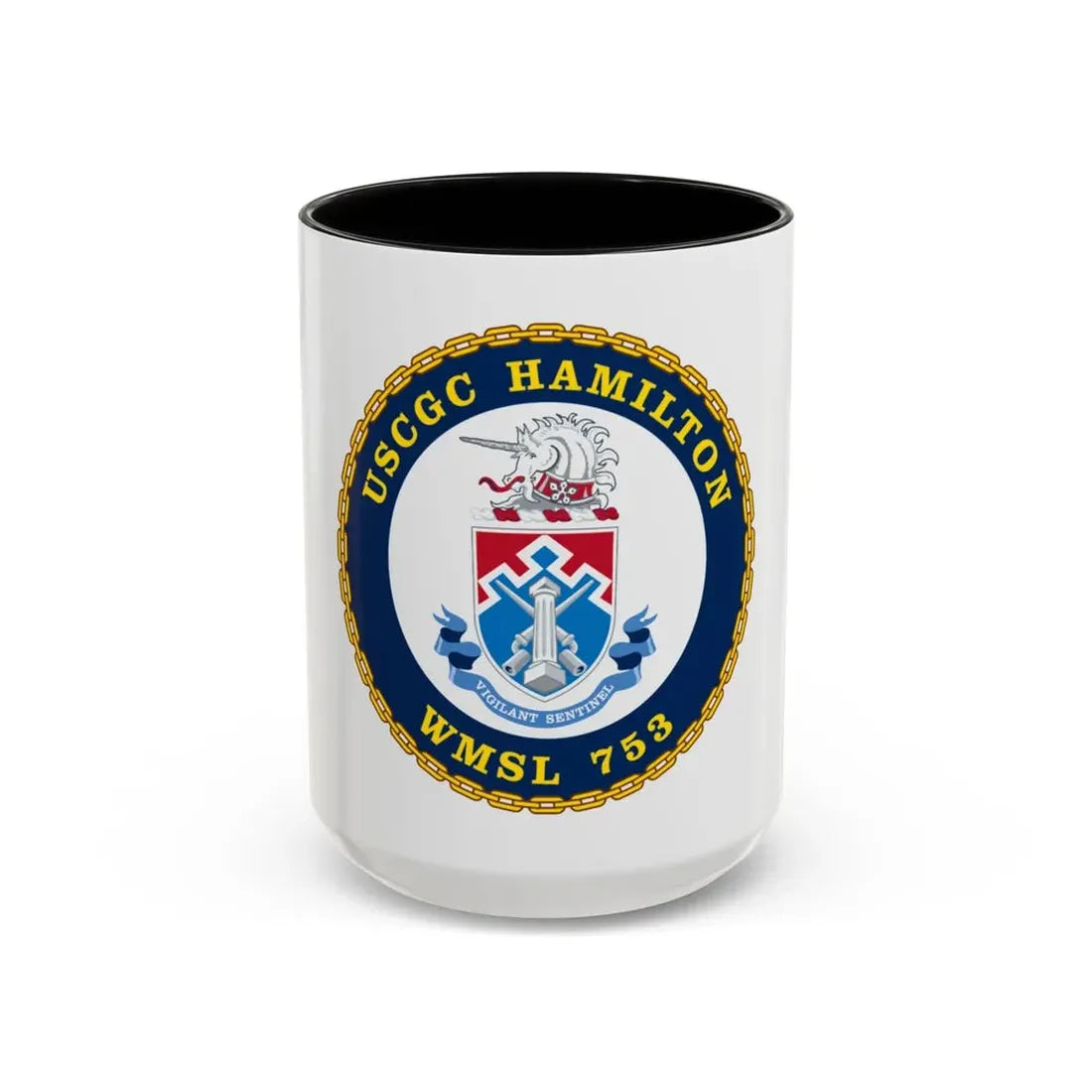 USCGC Hamilton WMSL 753 (U.S. Coast Guard) Accent Coffee Mug 15oz Black - Go Mug Yourself
