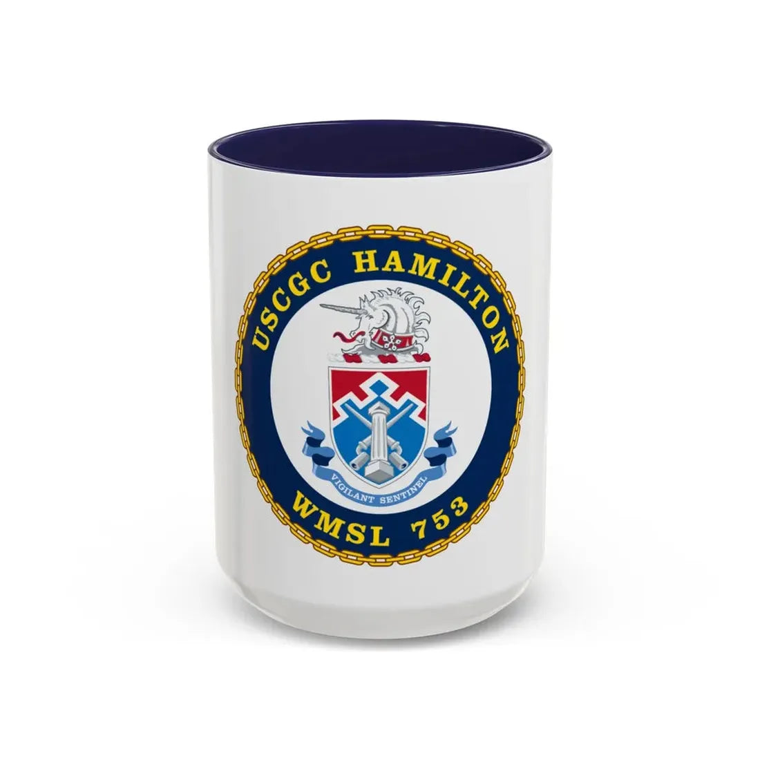 USCGC Hamilton WMSL 753 (U.S. Coast Guard) Accent Coffee Mug 15oz Navy - Go Mug Yourself