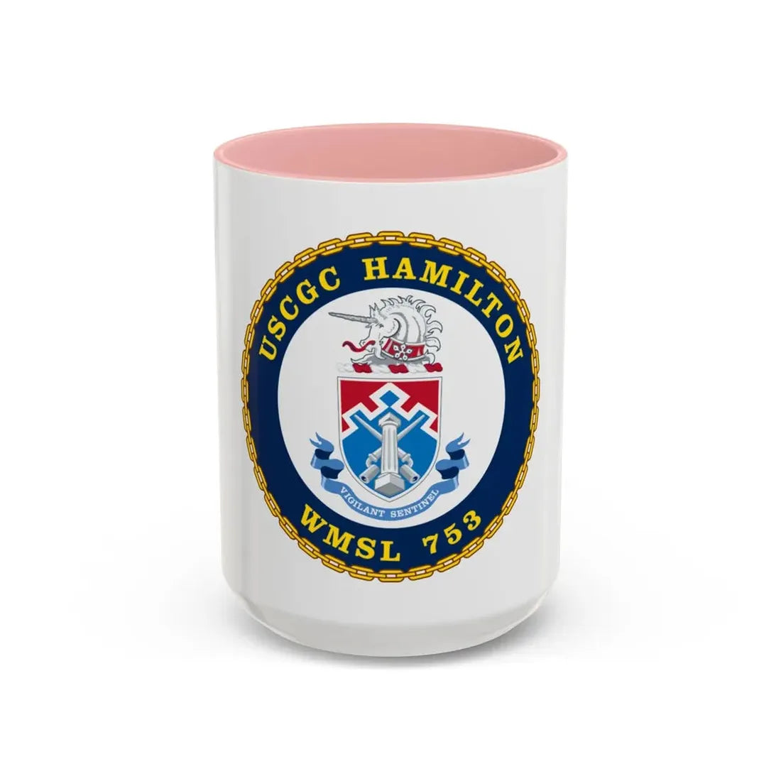 USCGC Hamilton WMSL 753 (U.S. Coast Guard) Accent Coffee Mug 15oz Pink - Go Mug Yourself