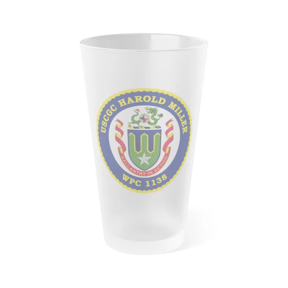 USCGC Harold Miller WPC 1138 (U.S. Coast Guard) Frosted Pint Glass 16oz-Go Mug Yourself