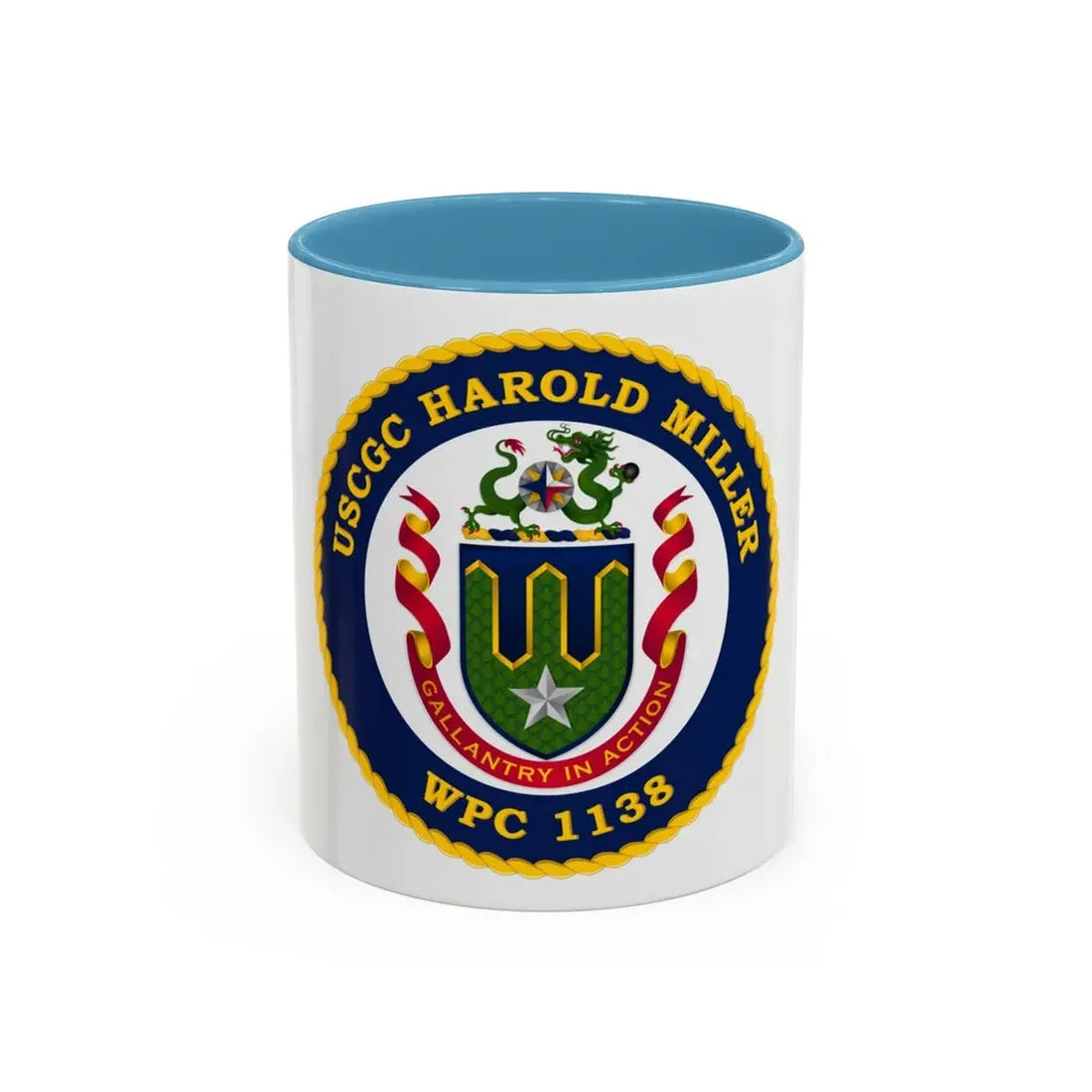 USCGC Harold Miller WPC 1138 (U.S. Coast Guard) Accent Coffee Mug 11oz Light Blue - Go Mug Yourself
