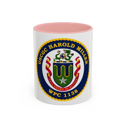 USCGC Harold Miller WPC 1138 (U.S. Coast Guard) Accent Coffee Mug 11oz Pink - Go Mug Yourself