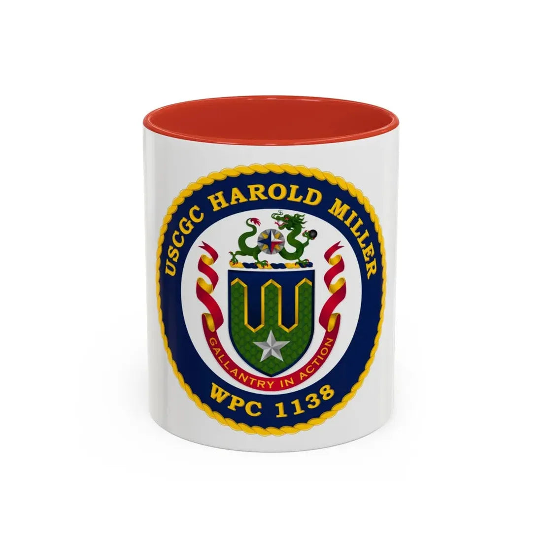 USCGC Harold Miller WPC 1138 (U.S. Coast Guard) Accent Coffee Mug 11oz Red - Go Mug Yourself