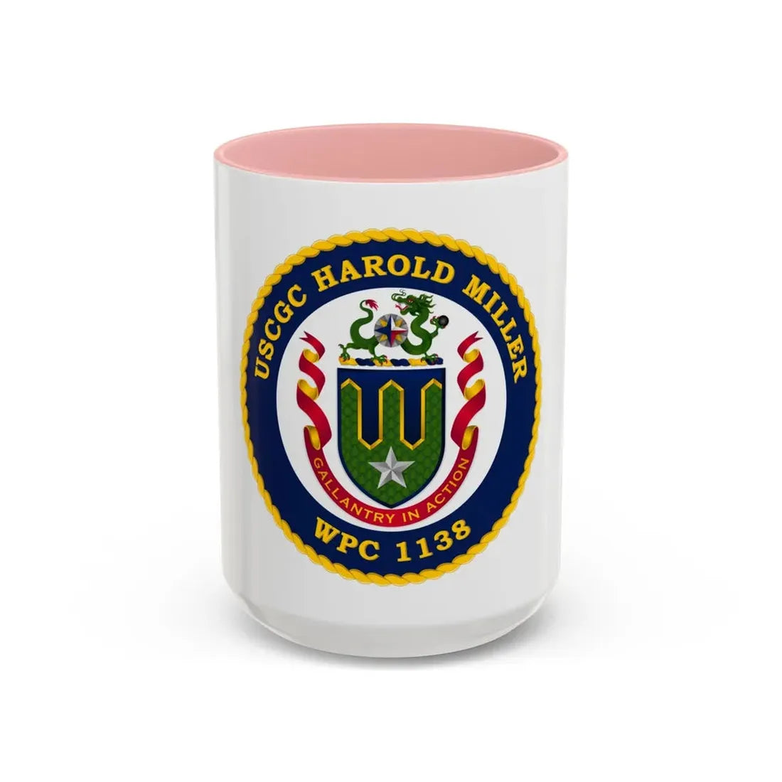 USCGC Harold Miller WPC 1138 (U.S. Coast Guard) Accent Coffee Mug 15oz Pink - Go Mug Yourself