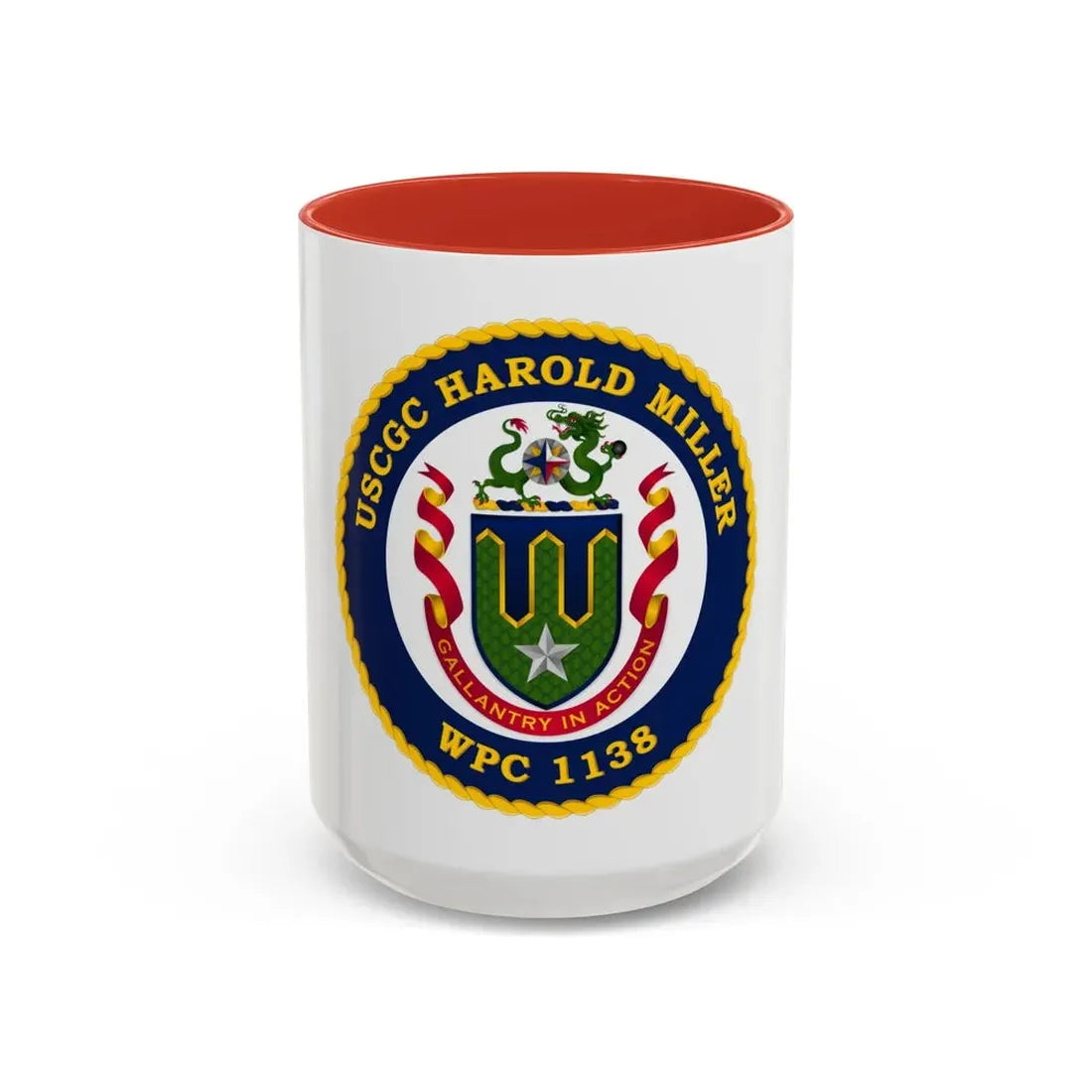 USCGC Harold Miller WPC 1138 (U.S. Coast Guard) Accent Coffee Mug 15oz Red - Go Mug Yourself