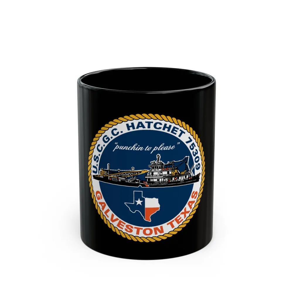 USCGC Hatchet 75309 Galveston TX (U.S. Coast Guard) Black Coffee Mug-11oz-Go Mug Yourself