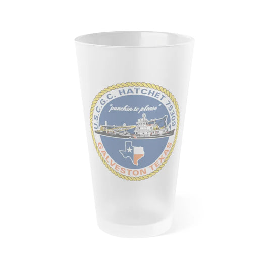 USCGC Hatchet 75309 Galveston TX (U.S. Coast Guard) Frosted Pint Glass 16oz-Go Mug Yourself