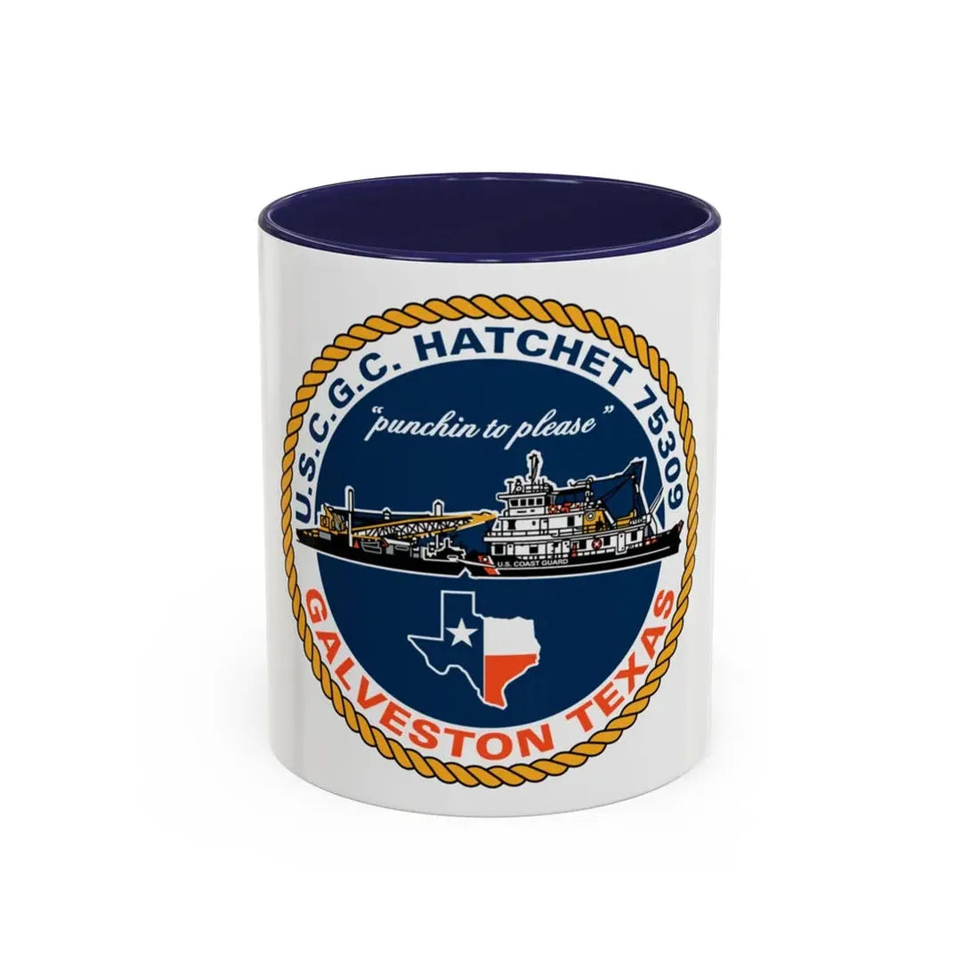 USCGC Hatchet 75309 Galveston TX (U.S. Coast Guard) Accent Coffee Mug 11oz Navy - Go Mug Yourself