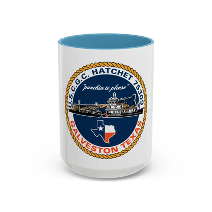 USCGC Hatchet 75309 Galveston TX (U.S. Coast Guard) Accent Coffee Mug 15oz Light Blue - Go Mug Yourself