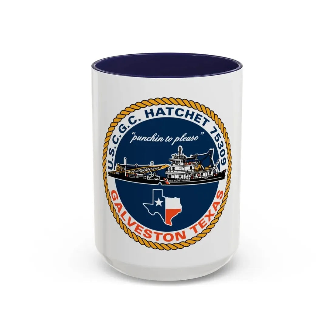 USCGC Hatchet 75309 Galveston TX (U.S. Coast Guard) Accent Coffee Mug 15oz Navy - Go Mug Yourself