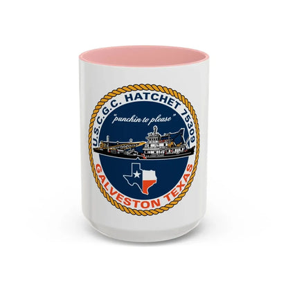 USCGC Hatchet 75309 Galveston TX (U.S. Coast Guard) Accent Coffee Mug 15oz Pink - Go Mug Yourself