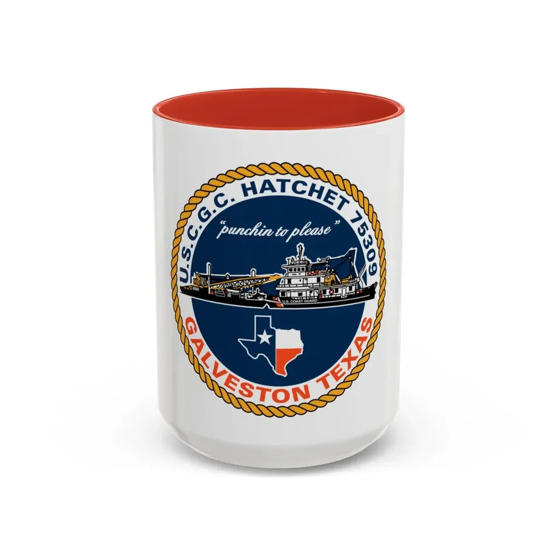USCGC Hatchet 75309 Galveston TX (U.S. Coast Guard) Accent Coffee Mug 15oz Red - Go Mug Yourself