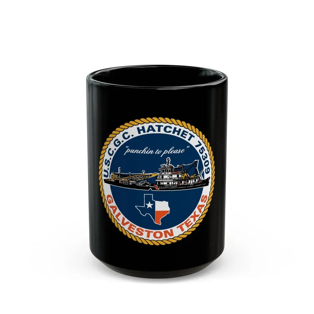 USCGC Hatchet 75309 Galveston TX (U.S. Coast Guard) Black Coffee Mug 15oz - Go Mug Yourself