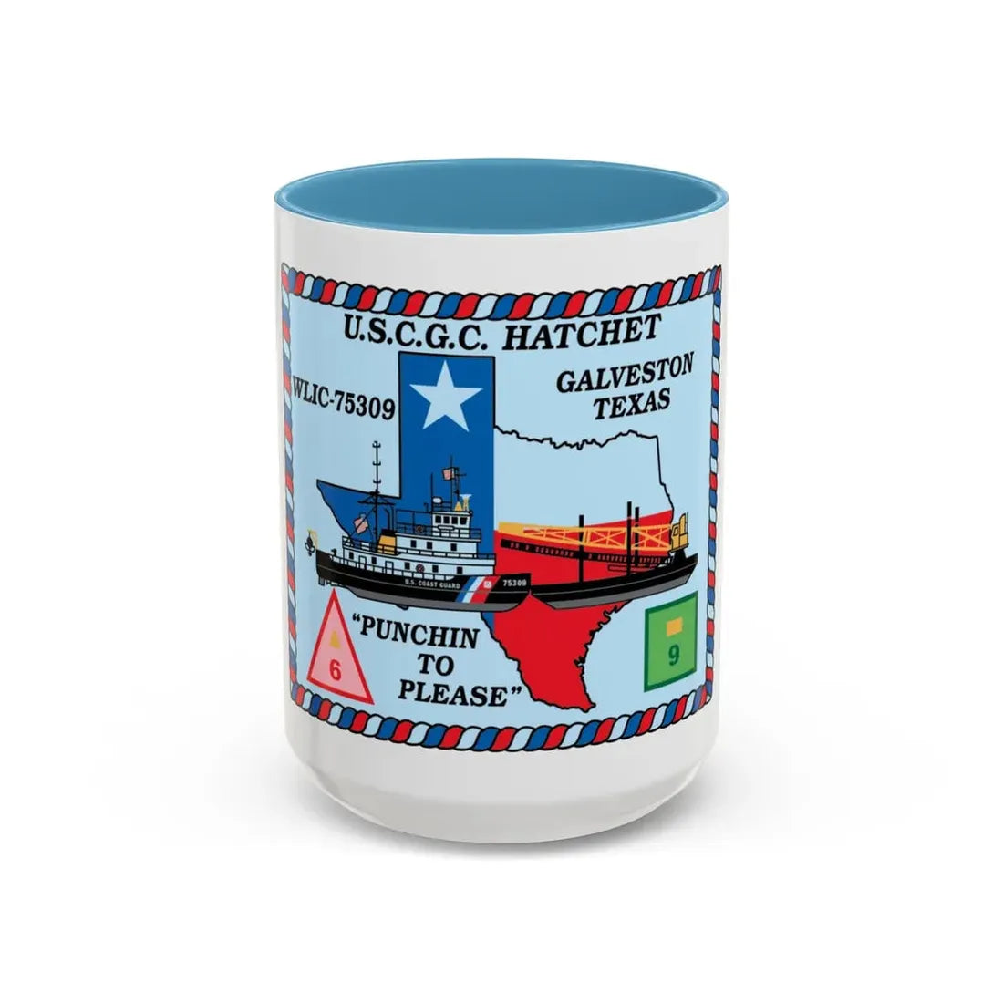 USCGC Hatchet WLIC 75309 (U.S. Coast Guard) Accent Coffee Mug 15oz Light Blue - Go Mug Yourself