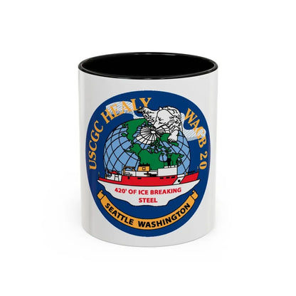 USCGC Healy WAGB 20 Seattle Wash (U.S. Coast Guard) Accent Coffee Mug 11oz Black - Go Mug Yourself
