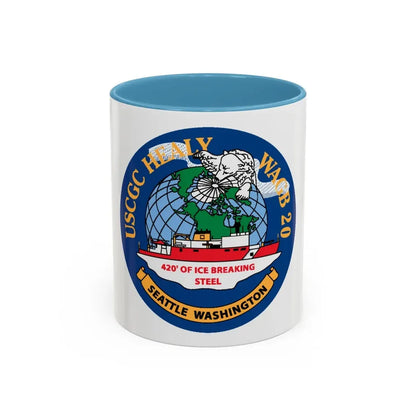 USCGC Healy WAGB 20 Seattle Wash (U.S. Coast Guard) Accent Coffee Mug 11oz Light Blue - Go Mug Yourself