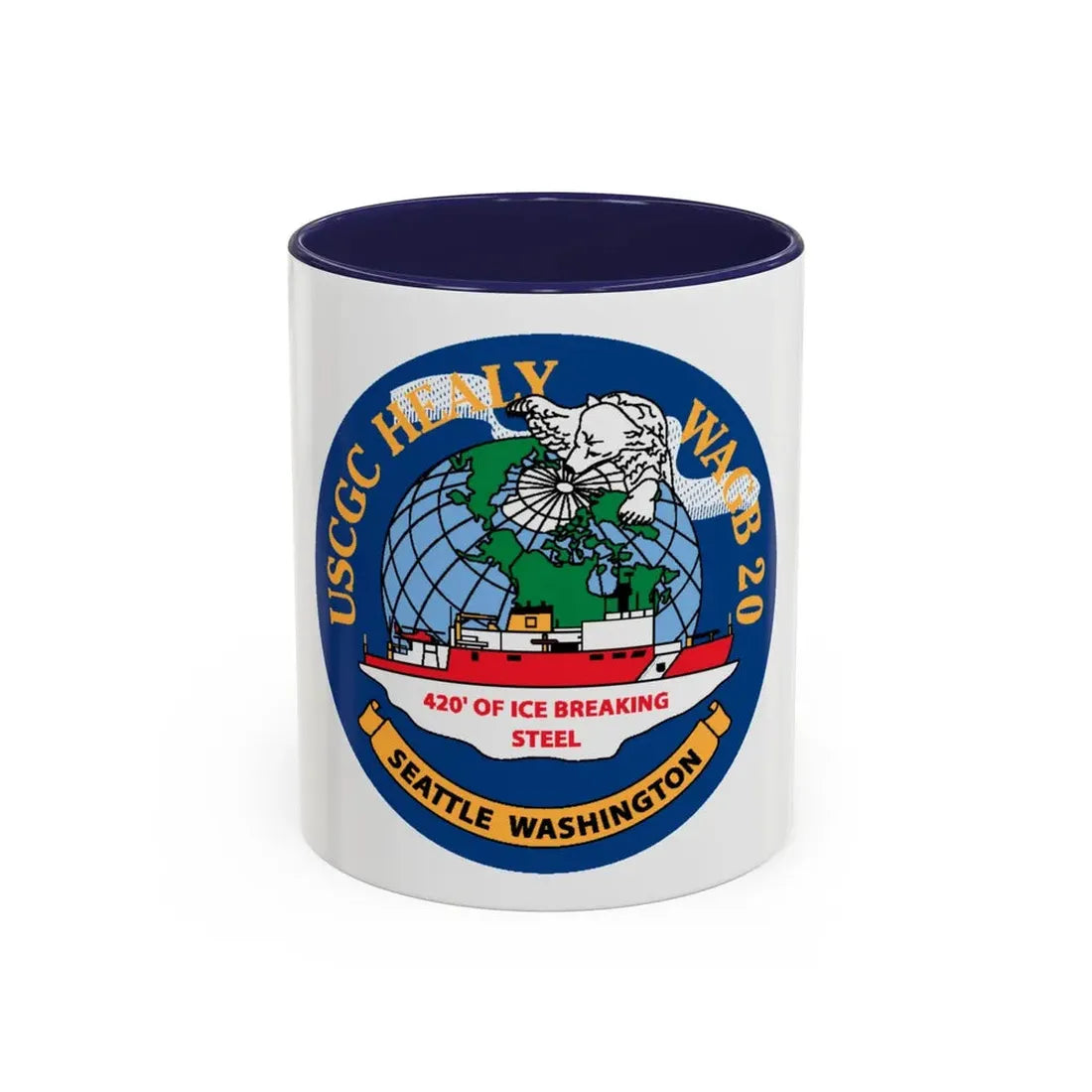 USCGC Healy WAGB 20 Seattle Wash (U.S. Coast Guard) Accent Coffee Mug 11oz Navy - Go Mug Yourself
