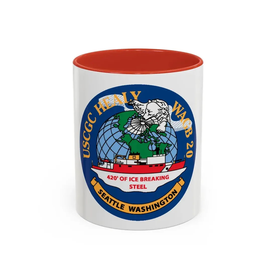 USCGC Healy WAGB 20 Seattle Wash (U.S. Coast Guard) Accent Coffee Mug 11oz Red - Go Mug Yourself