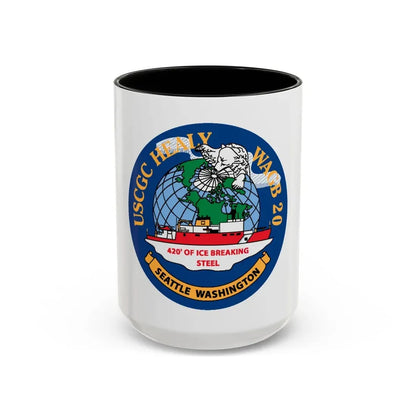 USCGC Healy WAGB 20 Seattle Wash (U.S. Coast Guard) Accent Coffee Mug 15oz Black - Go Mug Yourself