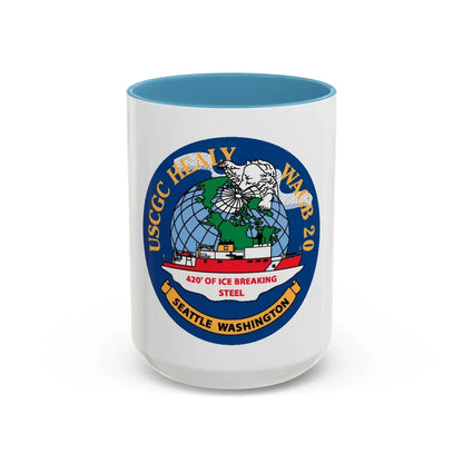 USCGC Healy WAGB 20 Seattle Wash (U.S. Coast Guard) Accent Coffee Mug 15oz Light Blue - Go Mug Yourself