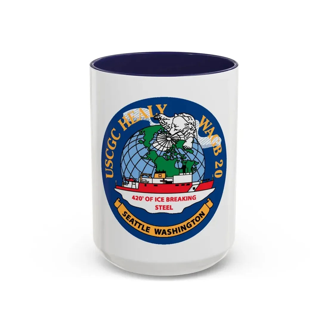 USCGC Healy WAGB 20 Seattle Wash (U.S. Coast Guard) Accent Coffee Mug 15oz Navy - Go Mug Yourself