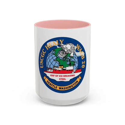USCGC Healy WAGB 20 Seattle Wash (U.S. Coast Guard) Accent Coffee Mug 15oz Pink - Go Mug Yourself