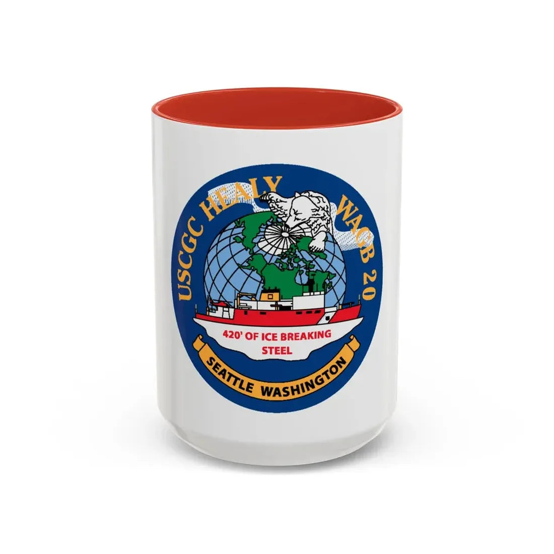 USCGC Healy WAGB 20 Seattle Wash (U.S. Coast Guard) Accent Coffee Mug 15oz Red - Go Mug Yourself