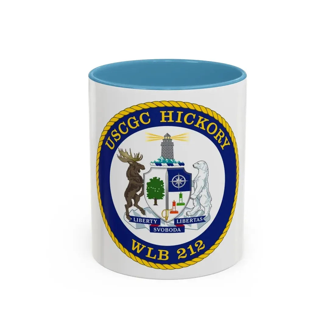 USCGC Hickory WLB 212 (U.S. Coast Guard) Accent Coffee Mug 11oz Light Blue - Go Mug Yourself