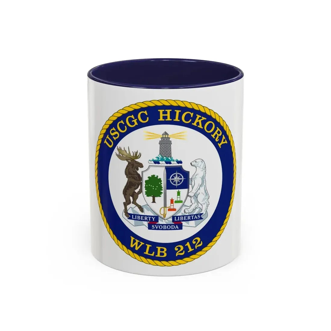 USCGC Hickory WLB 212 (U.S. Coast Guard) Accent Coffee Mug 11oz Navy - Go Mug Yourself