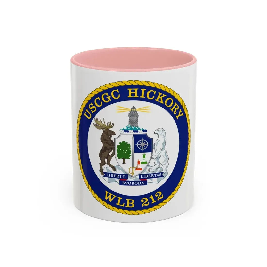 USCGC Hickory WLB 212 (U.S. Coast Guard) Accent Coffee Mug 11oz Pink - Go Mug Yourself