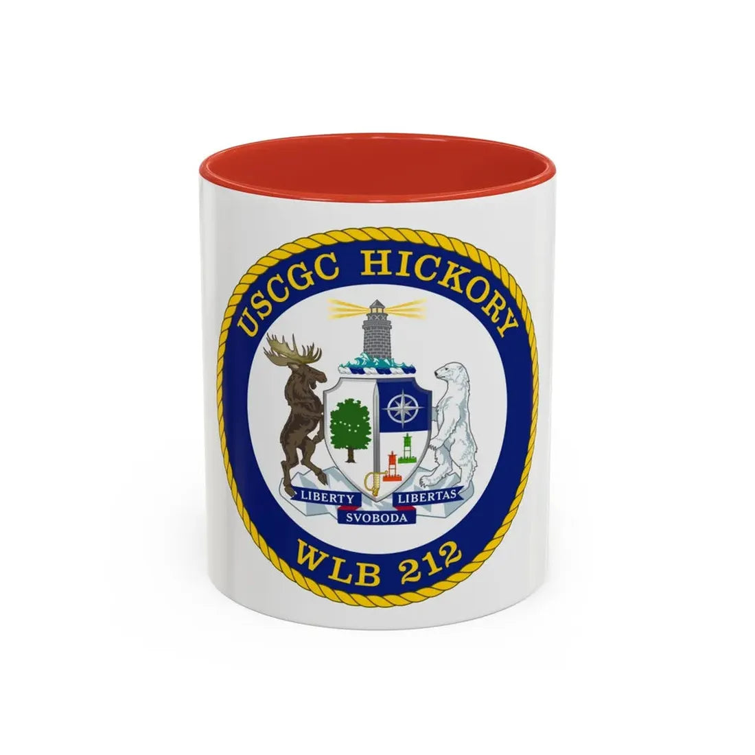 USCGC Hickory WLB 212 (U.S. Coast Guard) Accent Coffee Mug 11oz Red - Go Mug Yourself