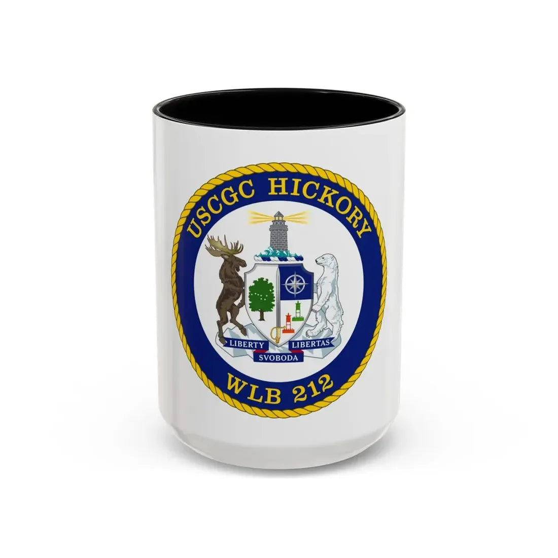 USCGC Hickory WLB 212 (U.S. Coast Guard) Accent Coffee Mug 15oz Black - Go Mug Yourself