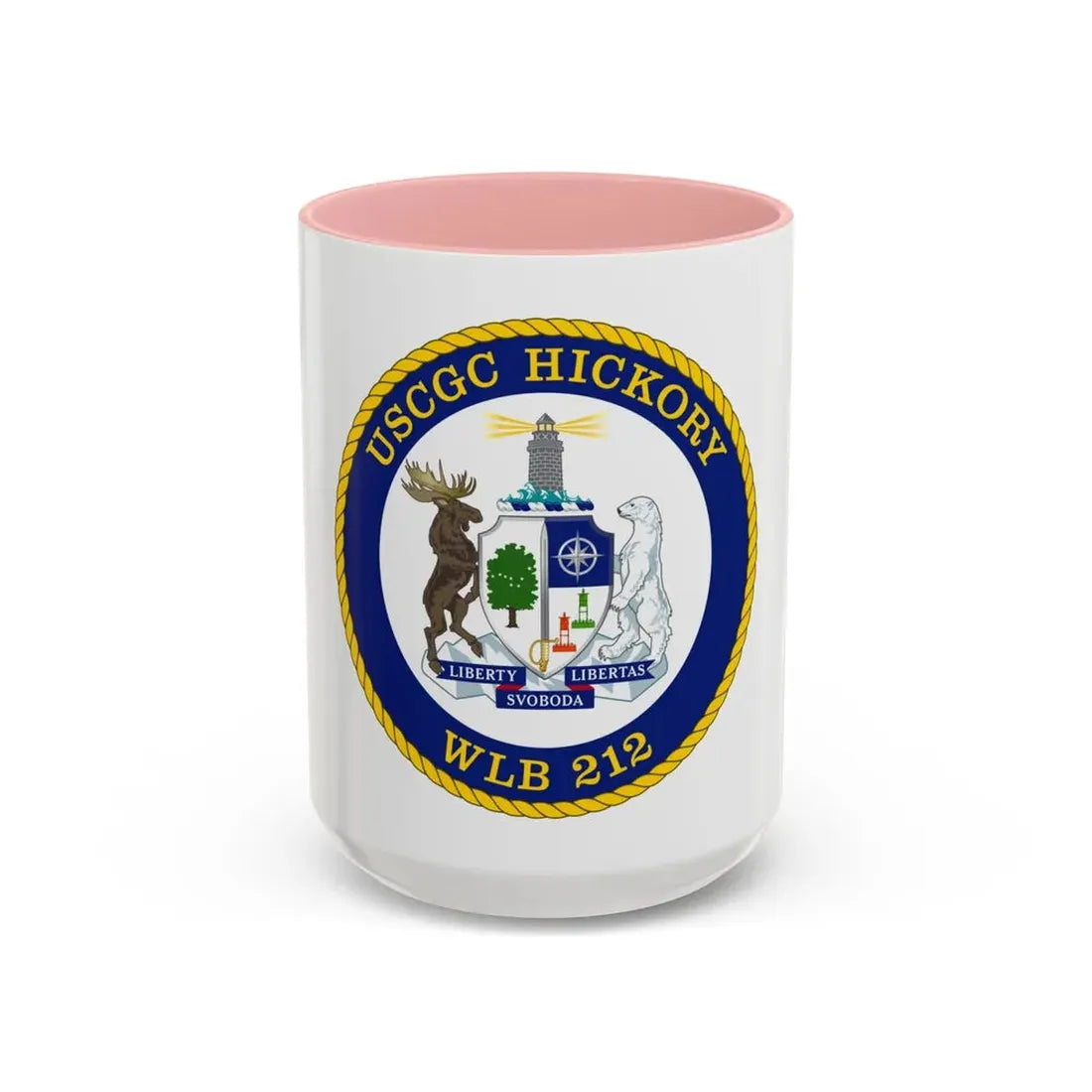 USCGC Hickory WLB 212 (U.S. Coast Guard) Accent Coffee Mug 15oz Pink - Go Mug Yourself