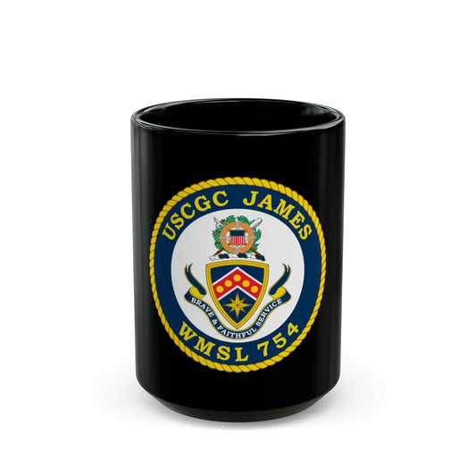 USCGC James WMSL 754 (U.S. Coast Guard) Black Coffee Mug-15oz-Go Mug Yourself