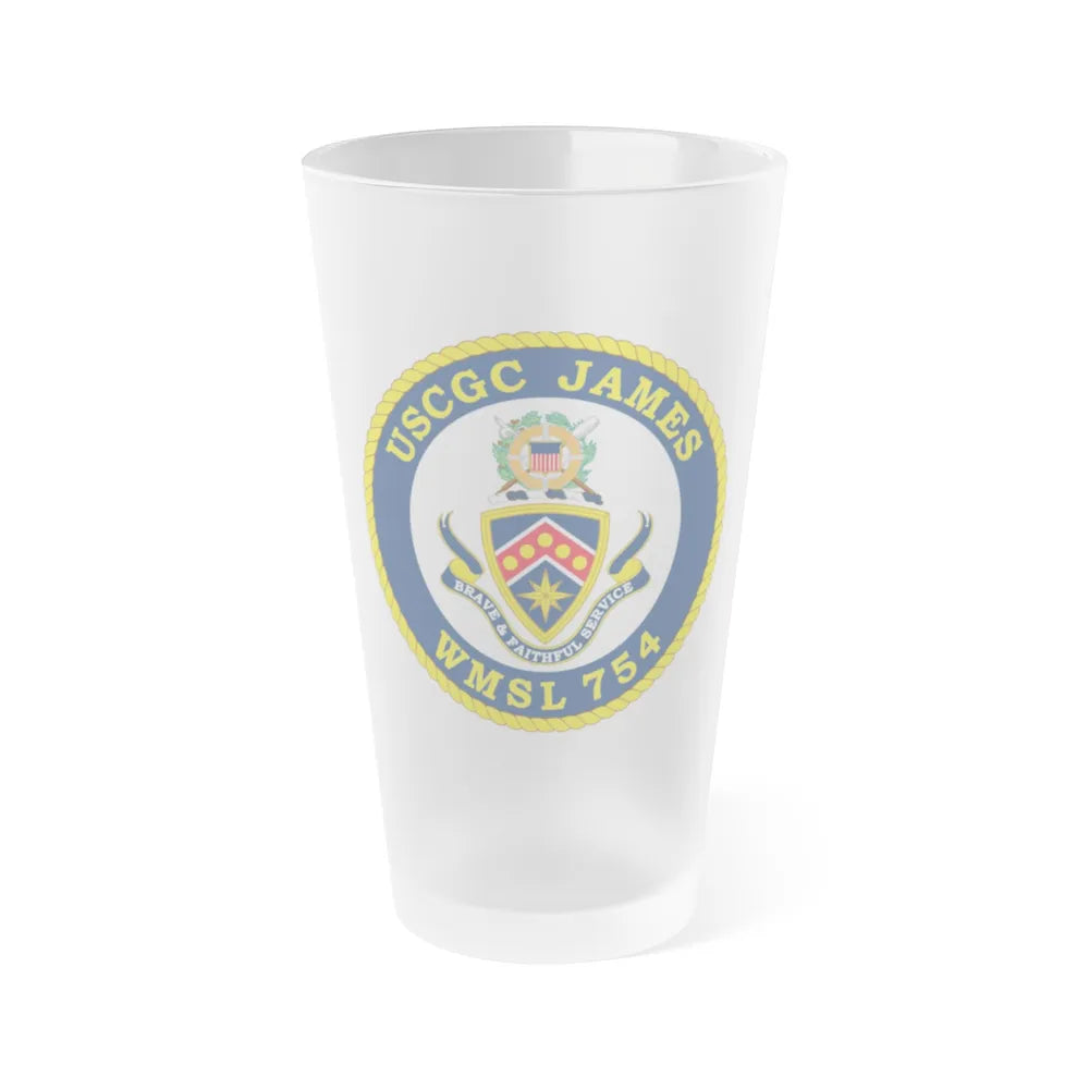 USCGC James WMSL 754 (U.S. Coast Guard) Frosted Pint Glass 16oz-Go Mug Yourself